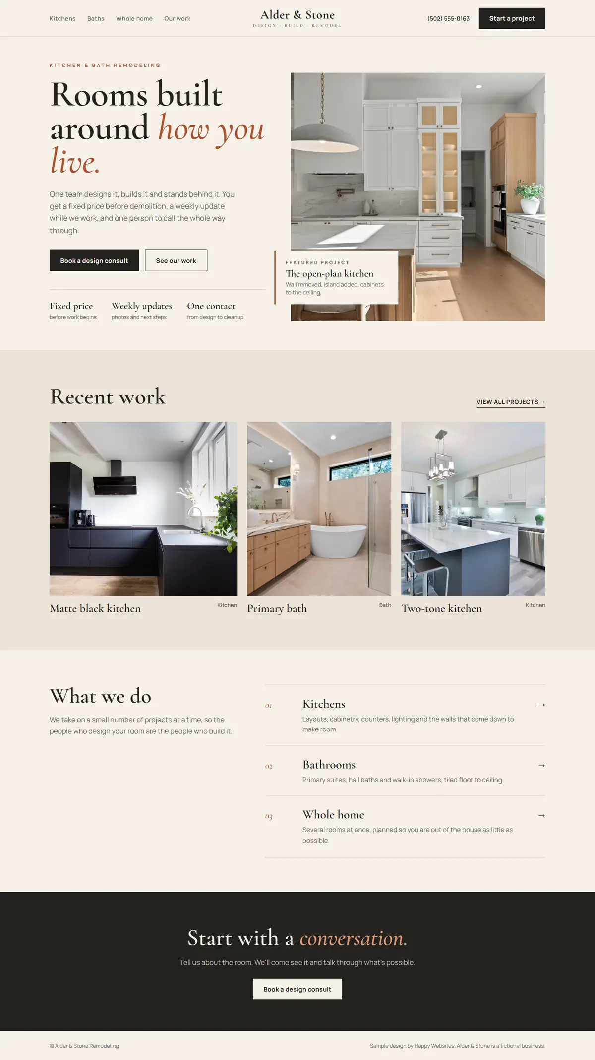 Full home remodeling homepage design